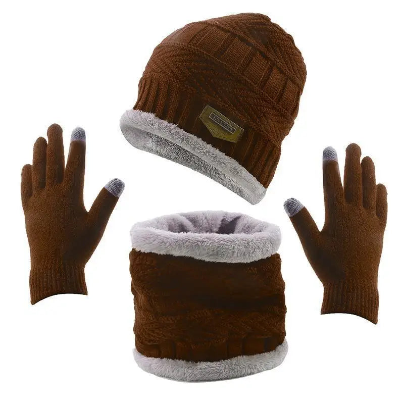 1Set Warm & Soft Winter Knitted Hat, Scarves And Touch Screen Gloves 3-Piece Set ,Perfect Ear & Neck Warmer