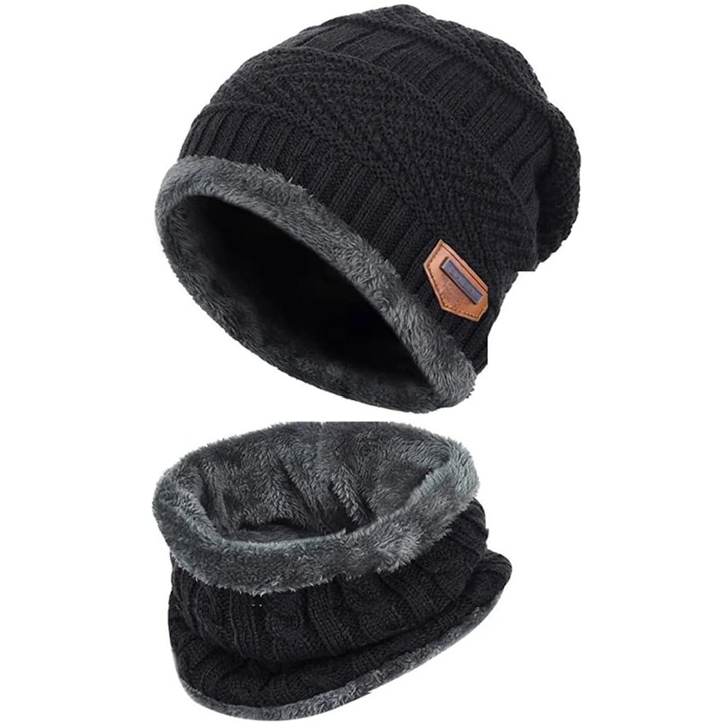 Winter Set Hat Scarves Touch Screen Gloves 3pcs Warm Men Women Fashion Thickening Plus Wool Neck Protect Cap Outdoor Riding