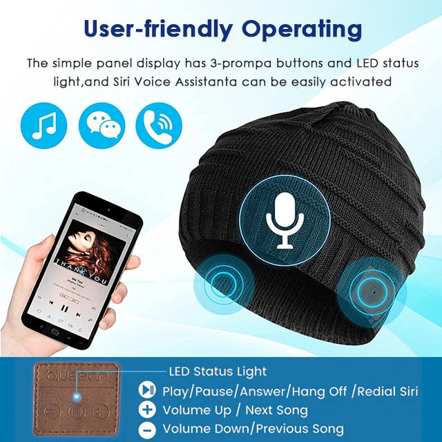 2023 Hot Cheap Wireless Custom Bt Music Hat With Headset  Women Sports Skiing Winter Warm Knit Beanie Hats