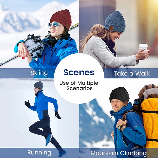 2023 Hot Cheap Wireless Custom Bt Music Hat With Headset  Women Sports Skiing Winter Warm Knit Beanie Hats