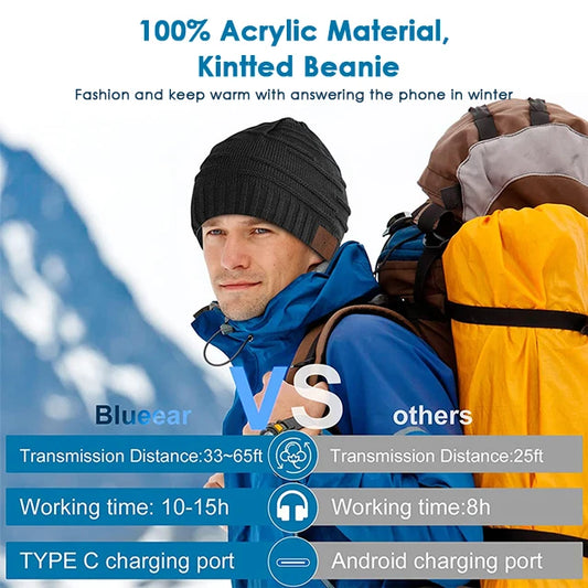 2023 Hot Cheap Wireless Custom Bt Music Hat With Headset  Women Sports Skiing Winter Warm Knit Beanie Hats