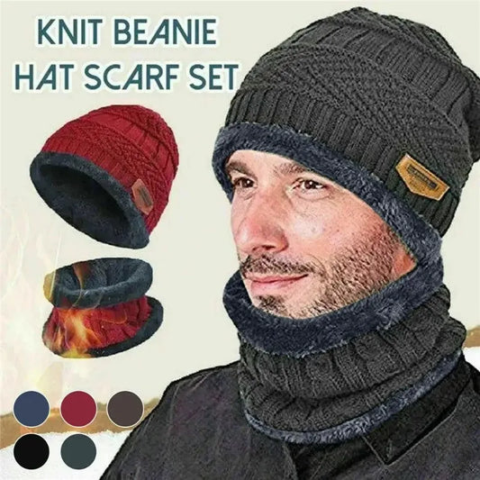 Winter Hat for Men Soft Velvet Knit Cap Coral Fleece Scarf Outdoor Riding Windproof Ski Mask Warm Thickened Cold Weather Gear