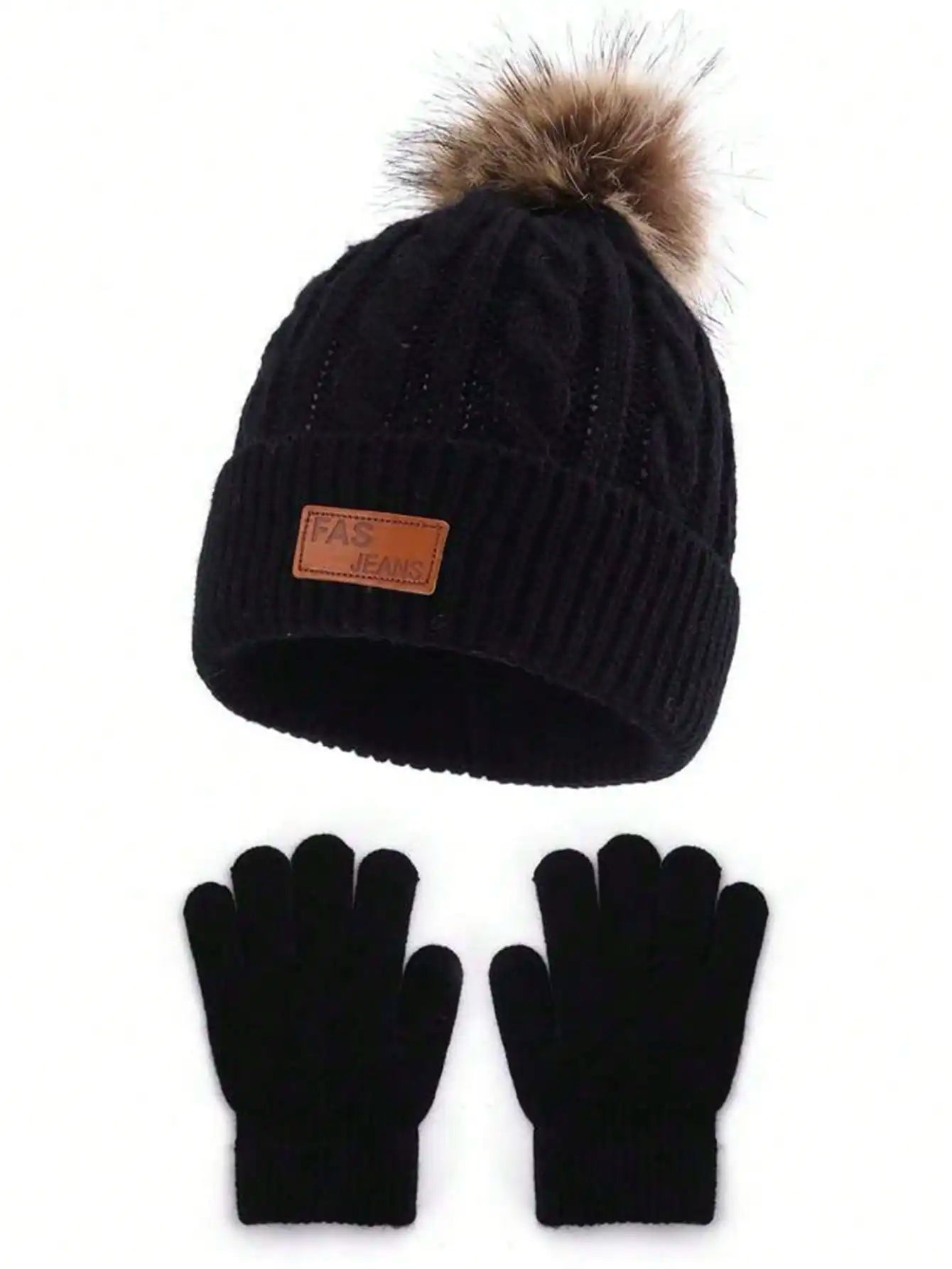 Two-piece set of 3-12Y children's hats and gloves from Europe and America, new warm baby hats for autumn and winter