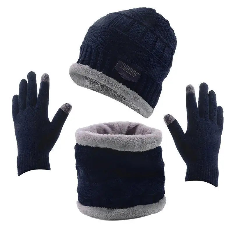 1Set Warm & Soft Winter Knitted Hat, Scarves And Touch Screen Gloves 3-Piece Set ,Perfect Ear & Neck Warmer