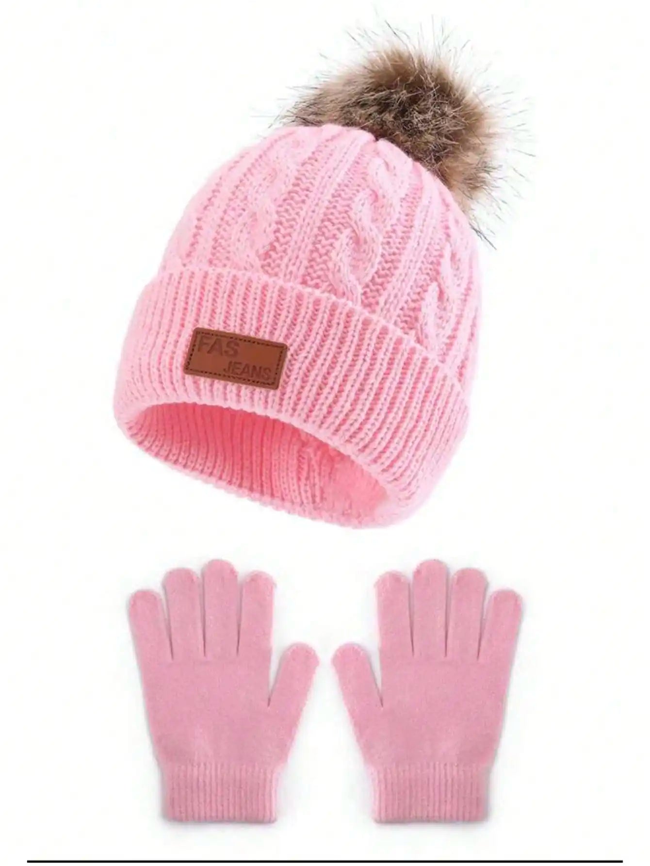 Two-piece set of 3-12Y children's hats and gloves from Europe and America, new warm baby hats for autumn and winter