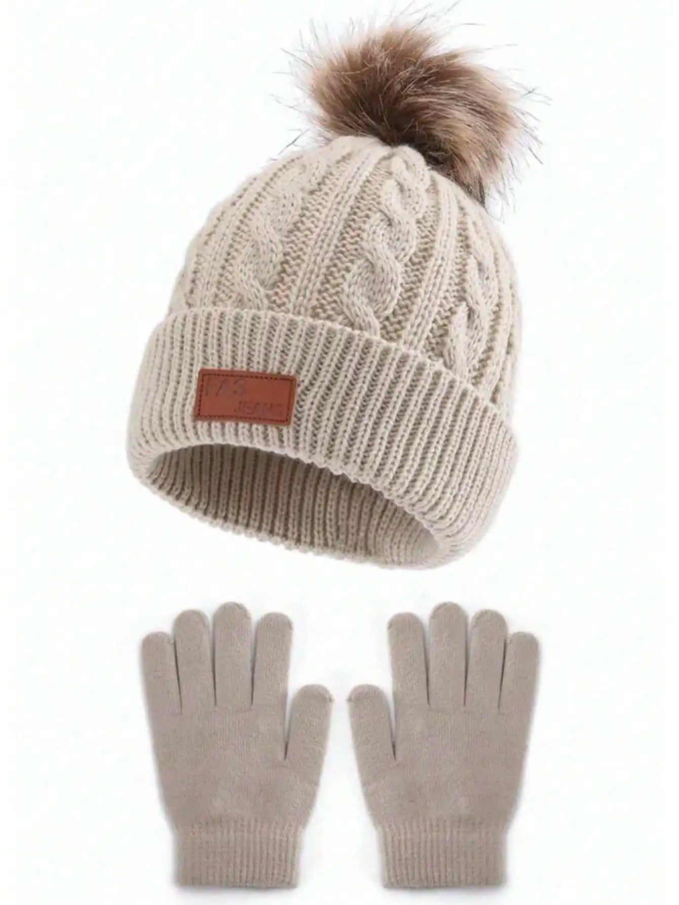 Two-piece set of 3-12Y children's hats and gloves from Europe and America, new warm baby hats for autumn and winter