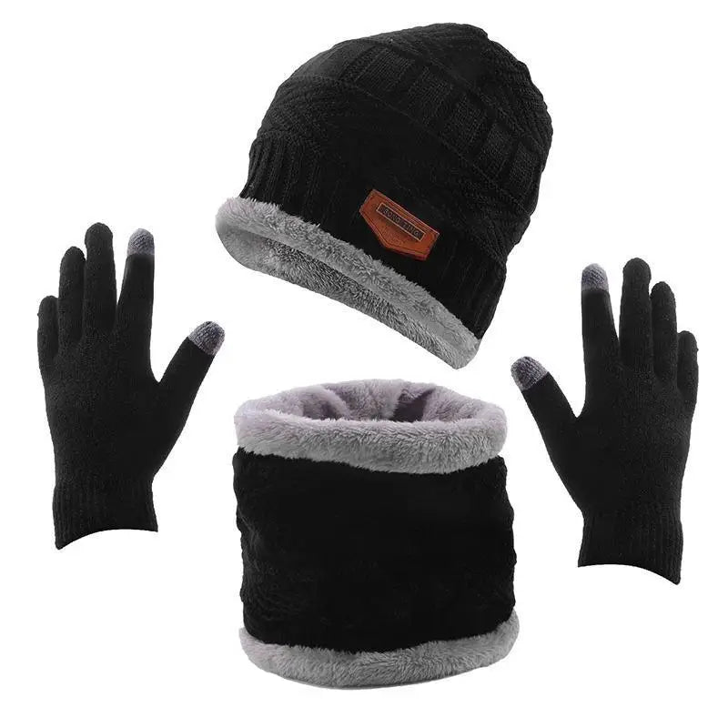 1Set Warm & Soft Winter Knitted Hat, Scarves And Touch Screen Gloves 3-Piece Set ,Perfect Ear & Neck Warmer