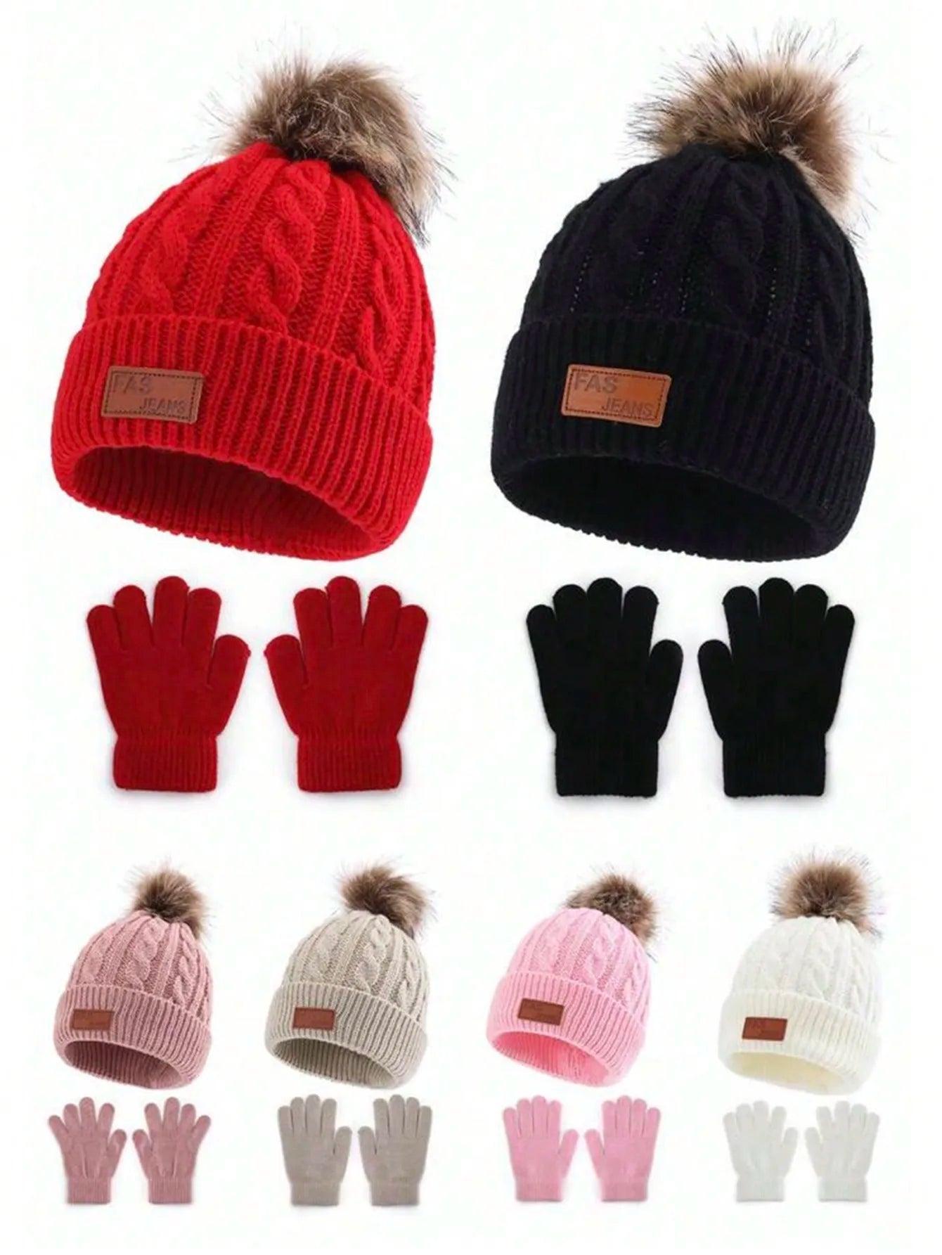 Two-piece set of 3-12Y children's hats and gloves from Europe and America, new warm baby hats for autumn and winter