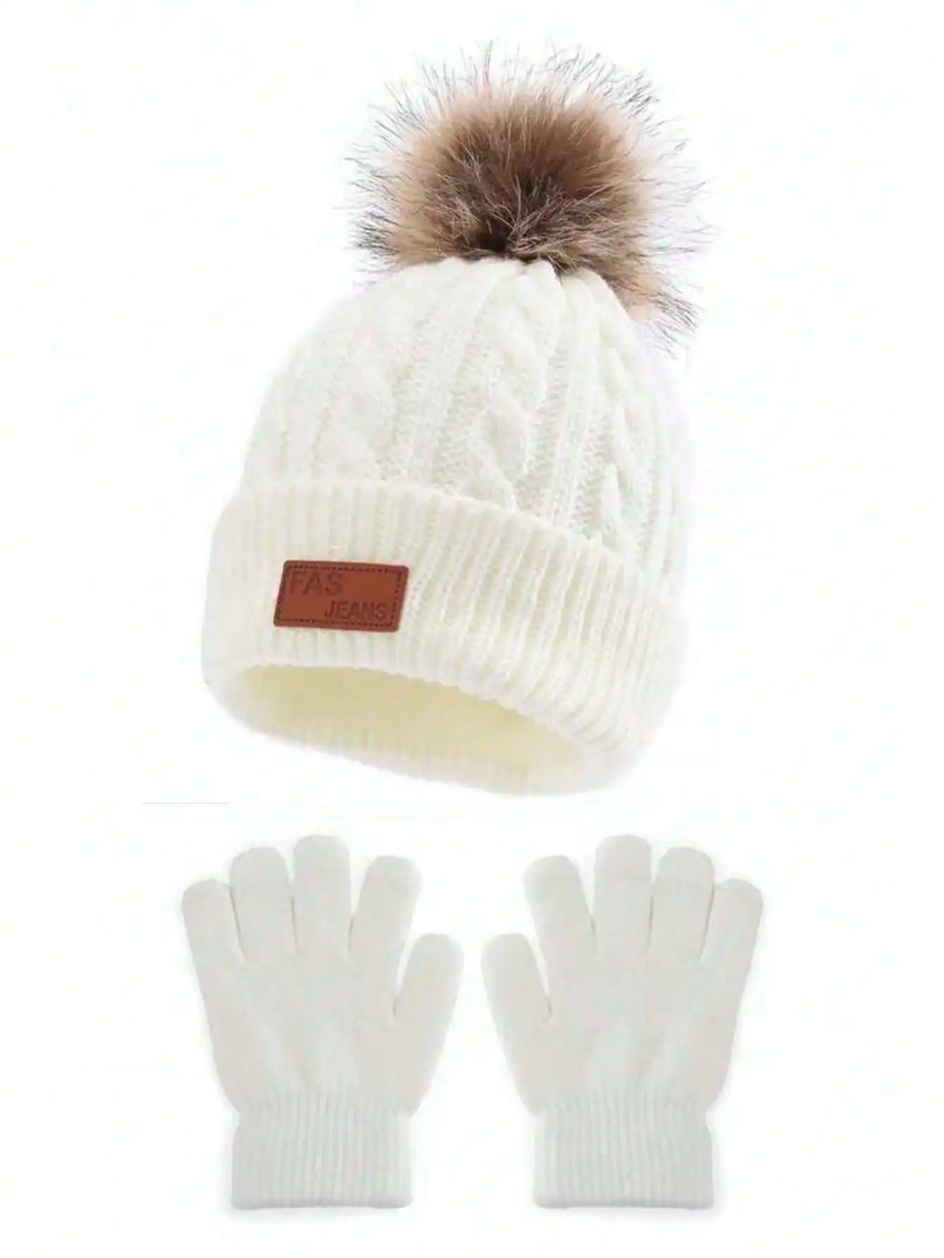 Two-piece set of 3-12Y children's hats and gloves from Europe and America, new warm baby hats for autumn and winter